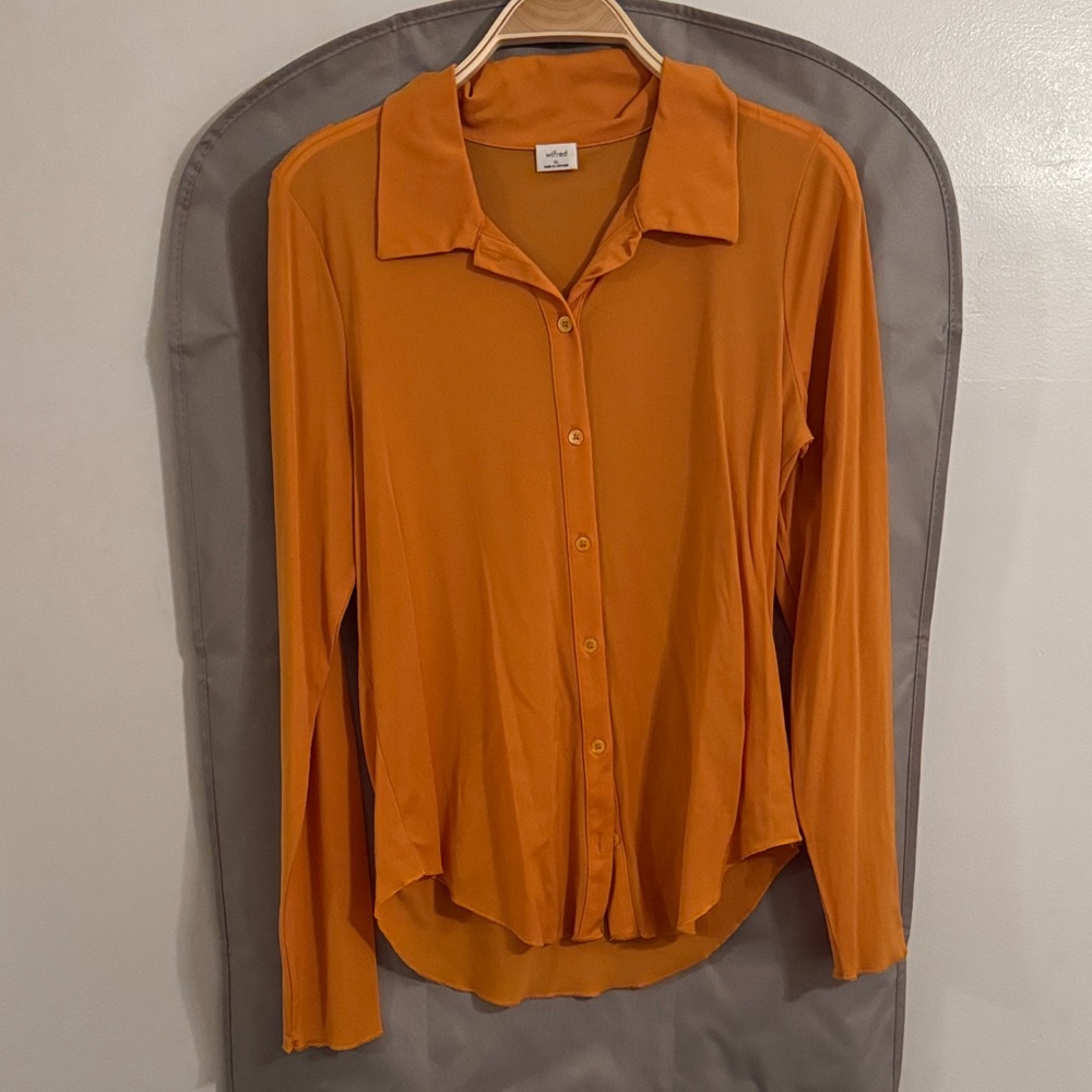 Aritzia Orange Button Down Shirt